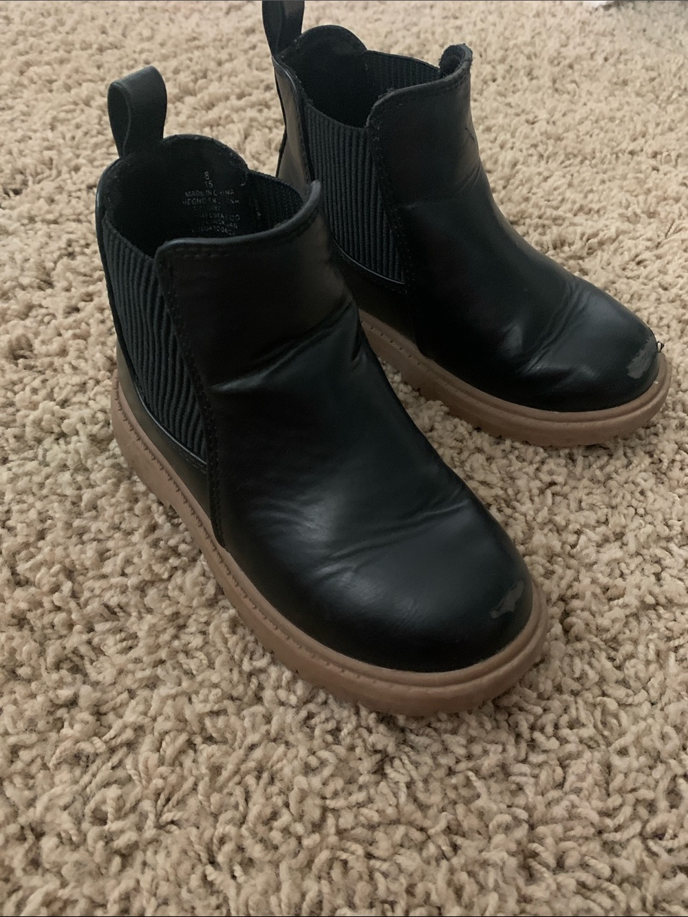 Old Navy Black Chelsea Boots with Tan Sole
